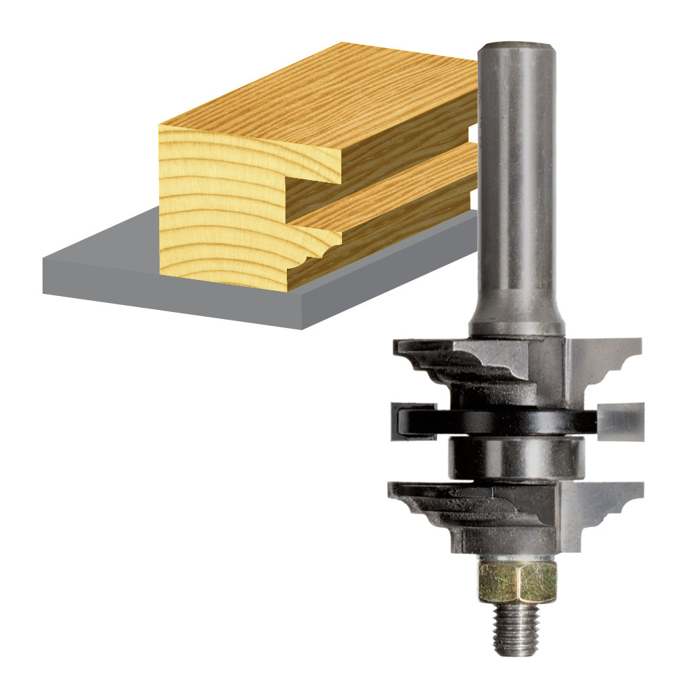 2 Flute Stacked Stile and Rail Assemblies with Ball Bearing Guide Carbide. Carbitool